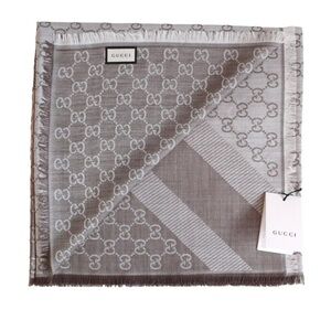 Gucci Beige Geometric Silk Scarf